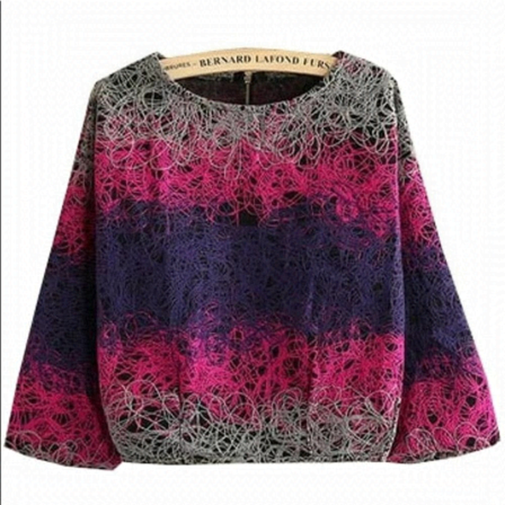 𝅺CROPPED Scribble Yarn Colorblock Top Size S